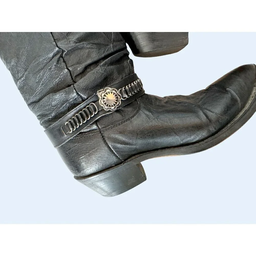 DINGO Women's Black Western Cowboy Slouch Boots Booties Size 7.5 - Picture 2 of 8